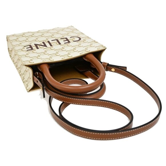 CELINE Mini Vertical Cabas 2Way Hand Bag Triomphe Canvas Leather WE BN - Picture 6 of 11